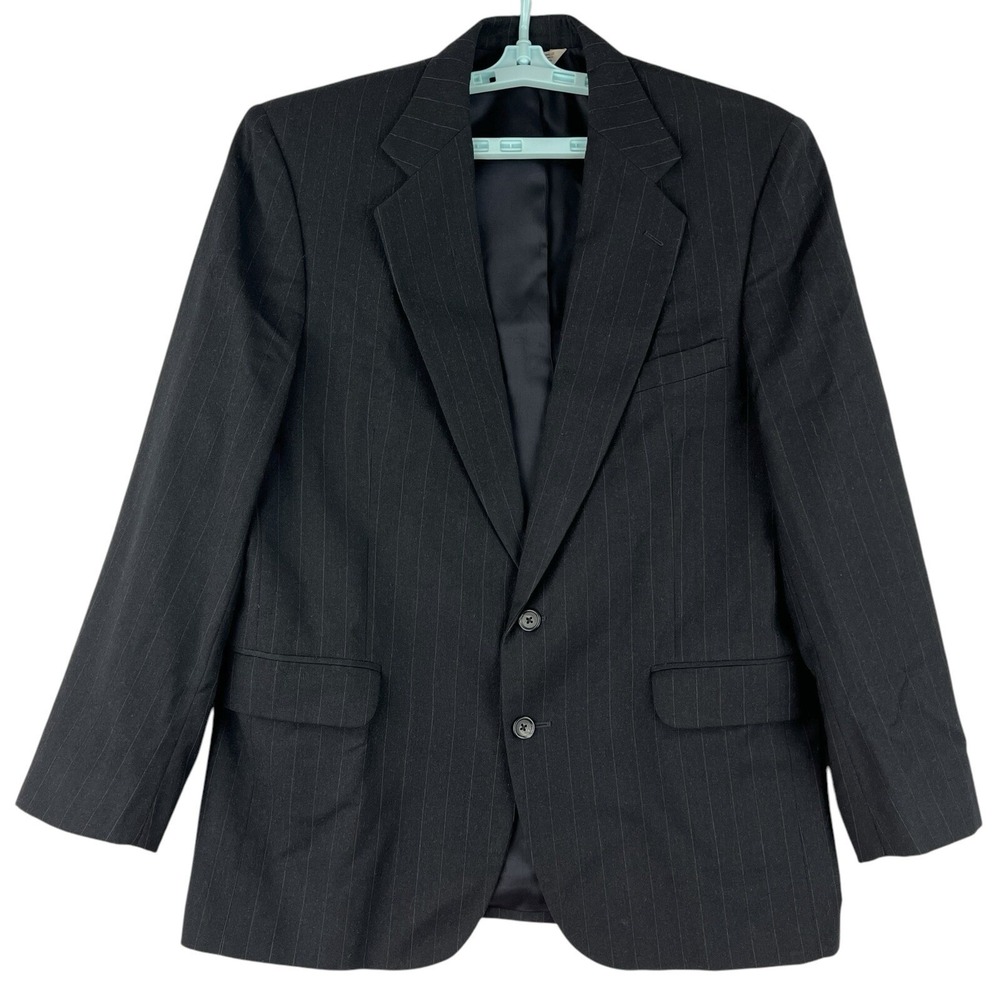 Wall Street Men's 100% Pure Wool Navy Blazer Sport Coat Size 42R Striped